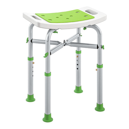 HOMCOM 44-51.5cm Aluminium Frame Shower/Bath Stool in green with adjustable height legs