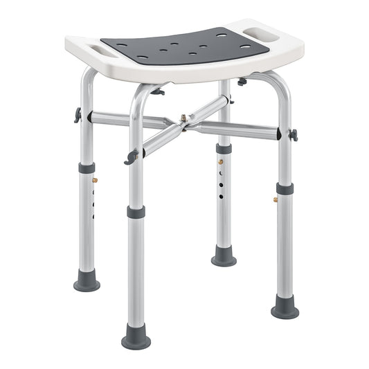 HOMCOM 44-51.5cm Aluminium Frame Shower/Bath Stool in grey with adjustable legs