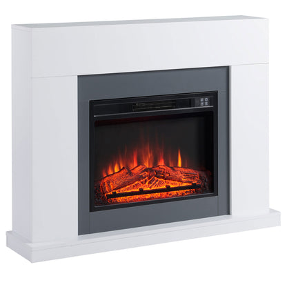 HOMCOM 44" Electric Fireplace Suite with Remote Control in White
