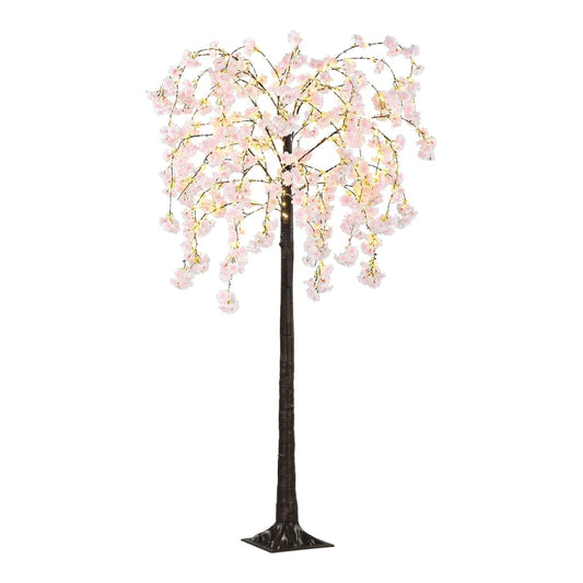 HOMCOM 450 LED Light Decorative Artificial Blossom Tree - a tall artificial tree with pink blossom and warm white LED lights