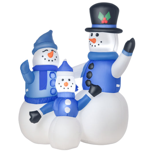 Inflatable Christmas Snowmen Family Xmas LED Outdoor Indoor Holiday Decorations in Blue and White