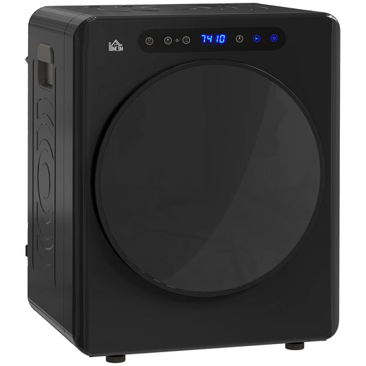 HOMCOM 4kg Compact Tumble Dryer in black, showing the front with a large circular door
