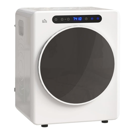 HOMCOM 4kg Compact Tumble Dryer in white with a large black circular door and digital display
