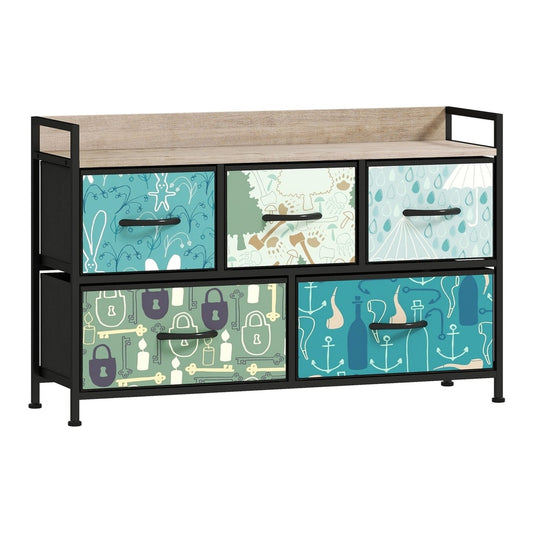 HOMCOM 5-Drawer Chest of Drawers in Blue