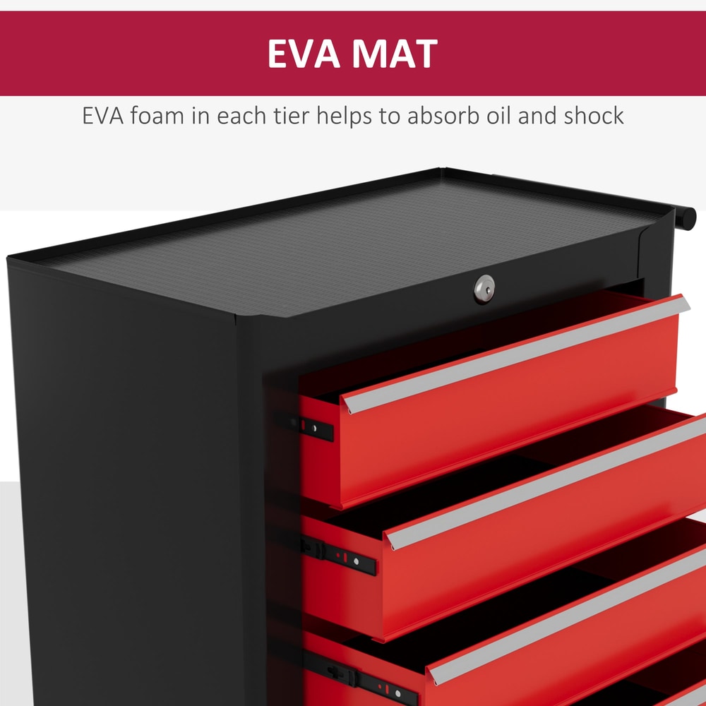 Close-up of the top surface and open drawers showing the protective foam lining inside