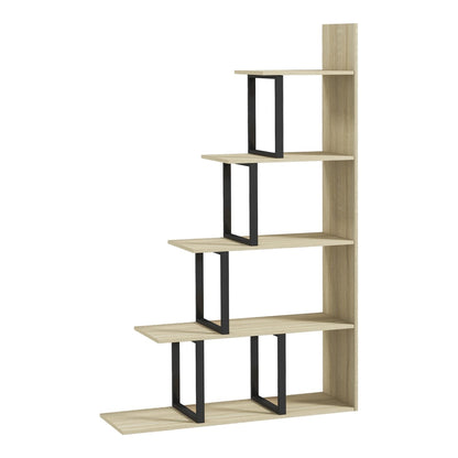 HOMCOM 5-Tier Bookcase with a modern ladder design and oak effect finish