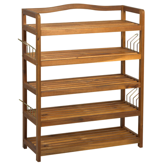 HOMCOM 5-Tier Shoe Rack in Teak