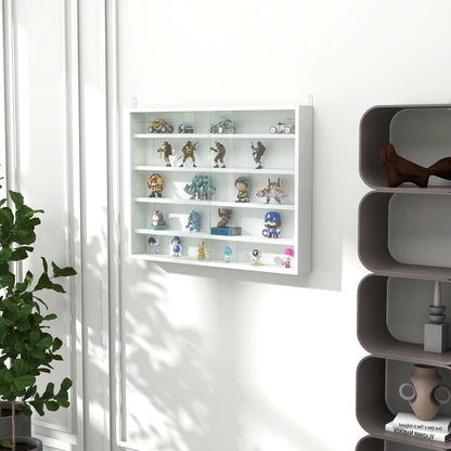 Wall display shelf unit filled with small collectible figures
