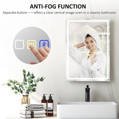 Close up of the anti-fog function on the illuminated bathroom mirror