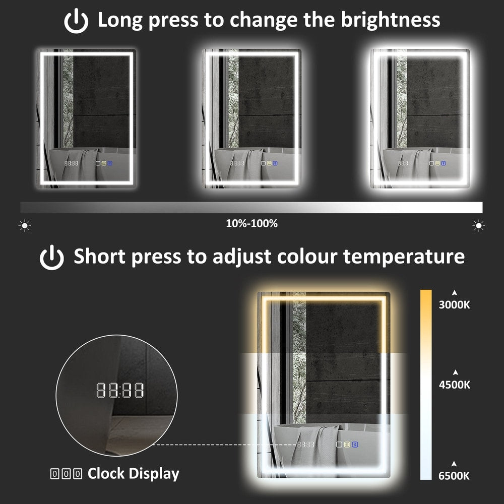 How to adjust brightness and colour temperature on the LED bathroom mirror
