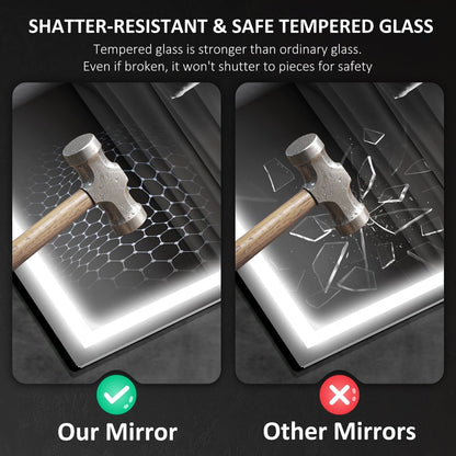 Comparison of the shatter-resistant tempered glass of the bathroom mirror