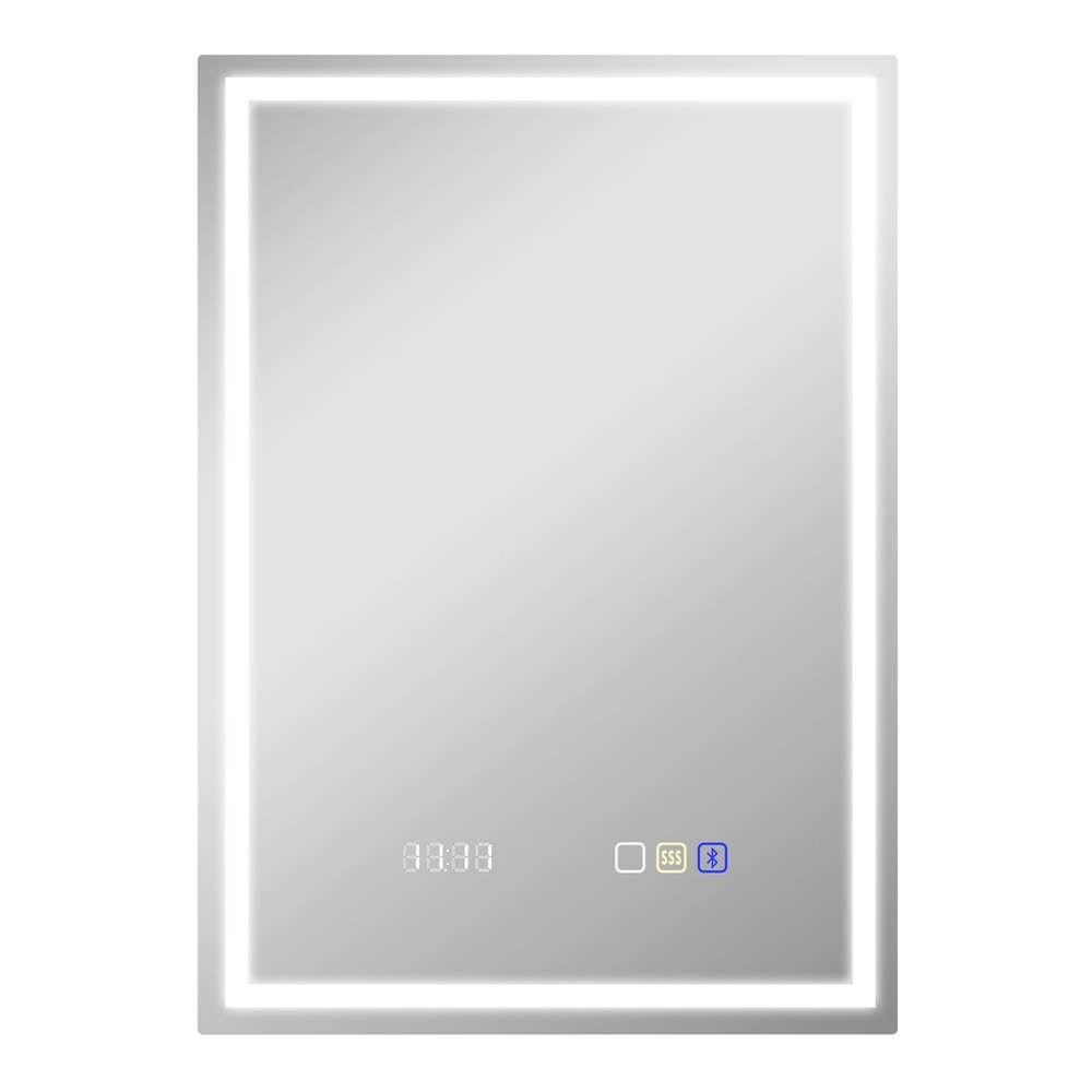 HOMCOM Anti-Fog LED Bathroom Mirror with integrated clock and Bluetooth speaker