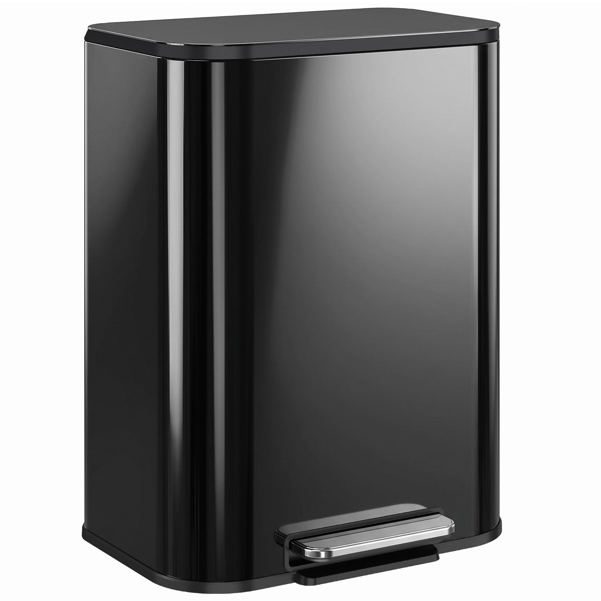 HOMCOM 50L Kitchen Bin in High Gloss Black