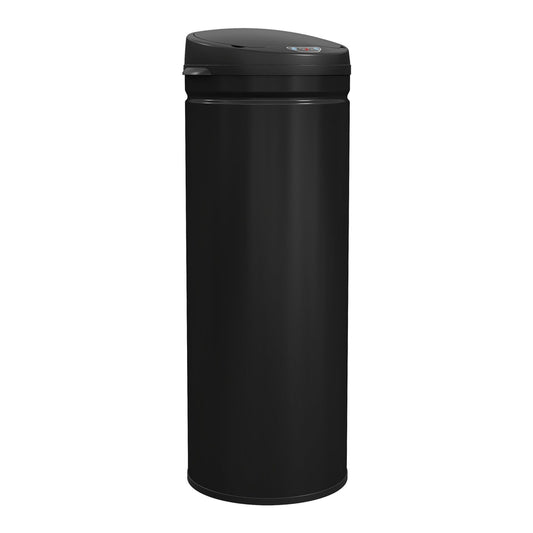 HOMCOM 50L Stainless Steel Sensor Bin in black, a tall cylindrical bin with a black lid
