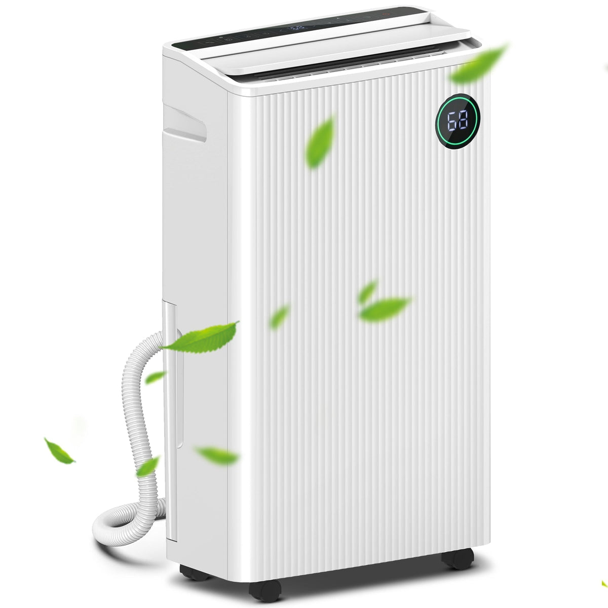 HOMCOM 5500mL Portable Dehumidifier with Air Purifier in white, showing its front with a digital display and air vents
