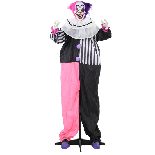 HOMCOM 5'6" Scary Laughing Clown Halloween Animatronic standing on a white background