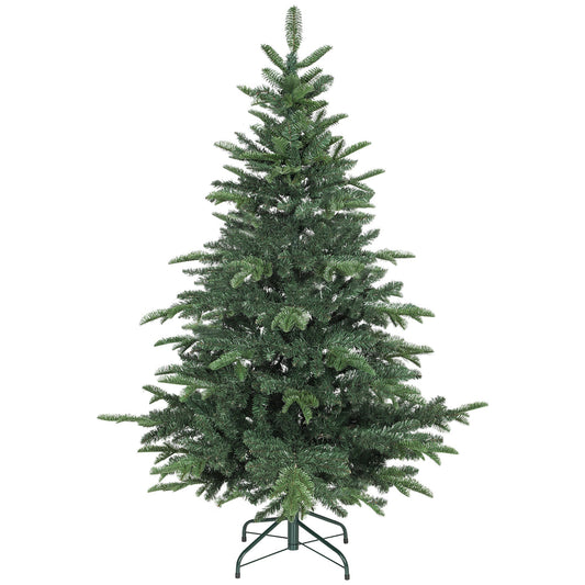 HOMCOM 5ft Artificial Christmas Tree with Realistic Branches standing on a green metal stand