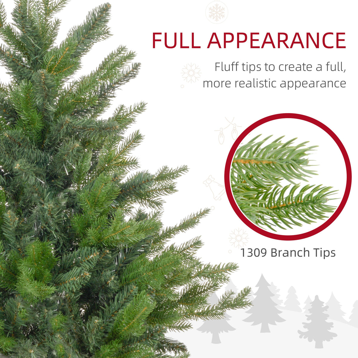 Close up of the artificial Christmas tree branches showing 1309 tips
