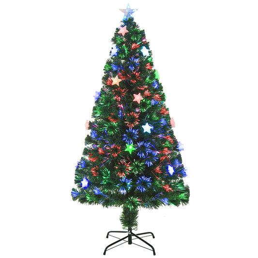 HOMCOM 5FT Prelit Artificial Christmas Tree in Green