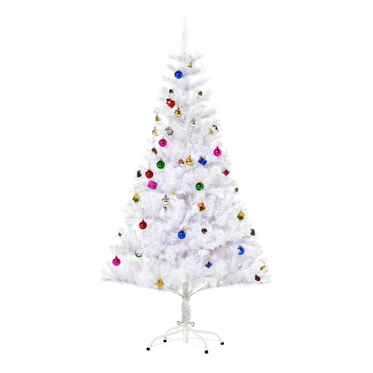 HOMCOM 5ft Snow Artificial Christmas Tree in White