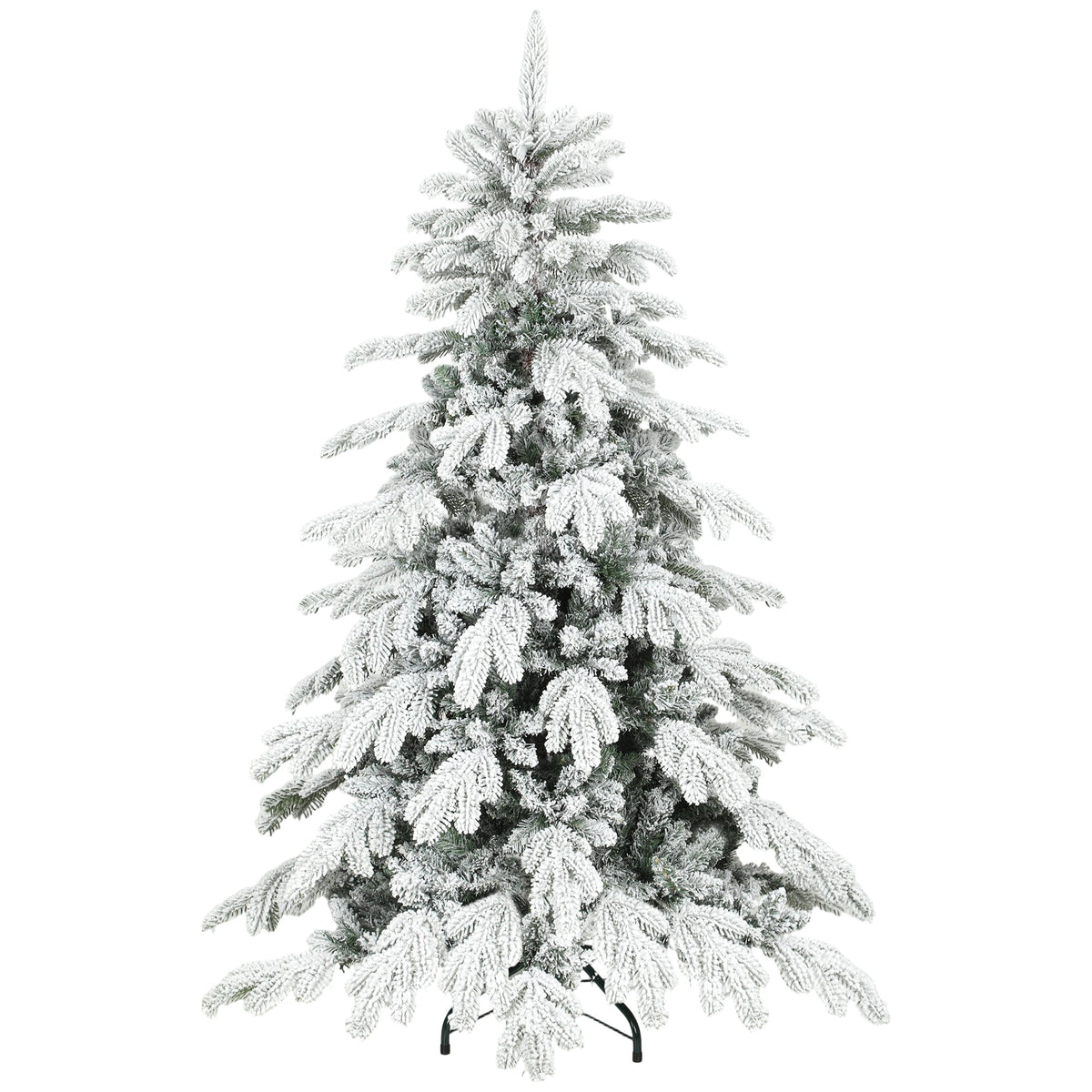 HOMCOM 5ft Super Flocked Christmas Tree, a realistic artificial pine tree covered in white flocking