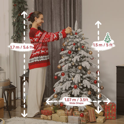 This white Christmas tree is shown with height and width measurements indicated