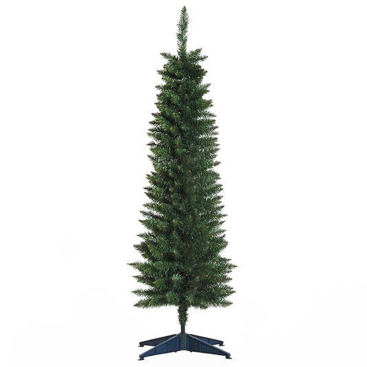 HOMCOM 5ft Unlit Artificial Christmas Tree with a solid black stand