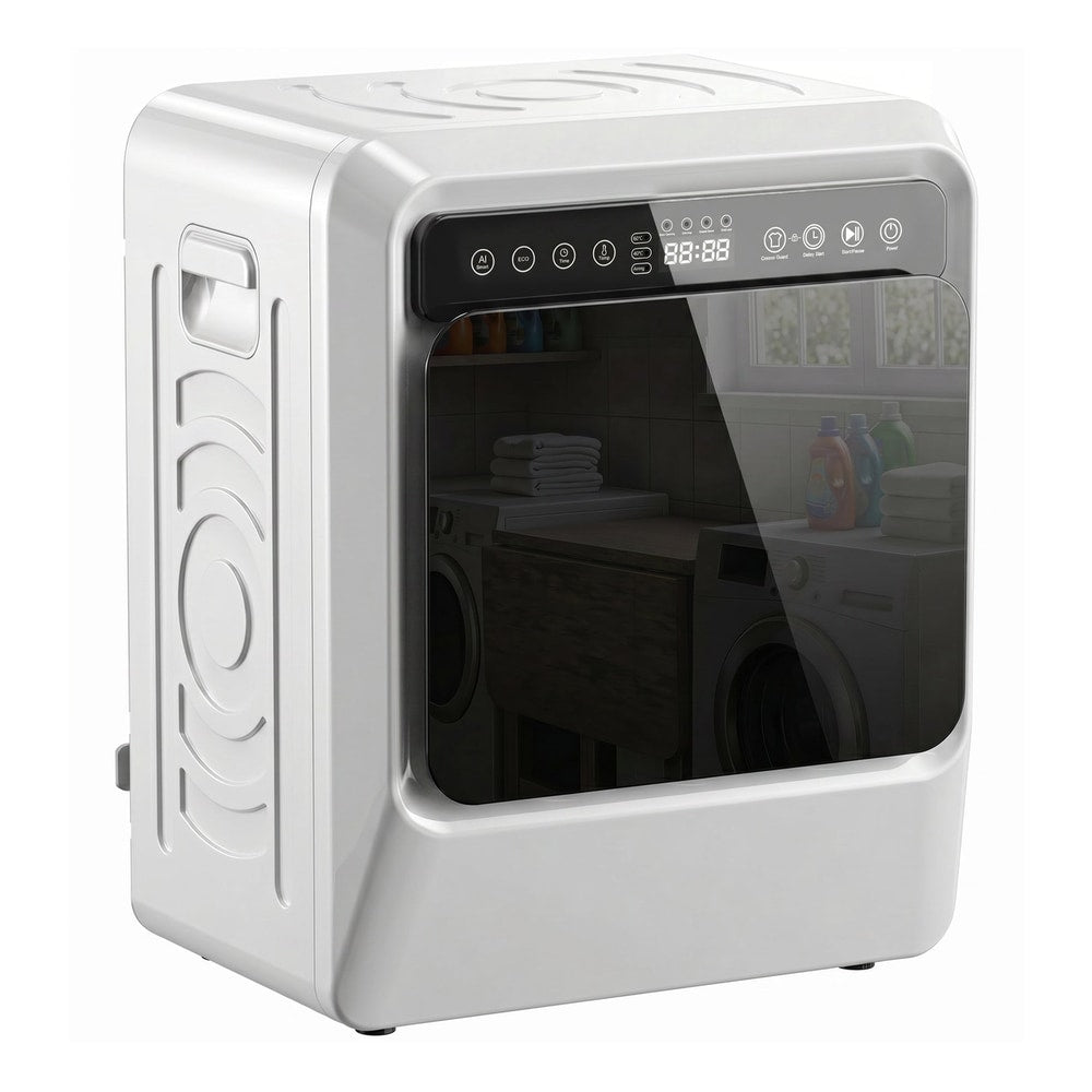 HOMCOM 5kg Vented Tumble Dryer, a compact white laundry machine with a black tinted door and digital display