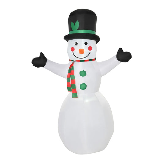 HOMCOM 6.5ft Inflatable Snowman LED Christmas Xmas Air Blown Holiday Decoration in White