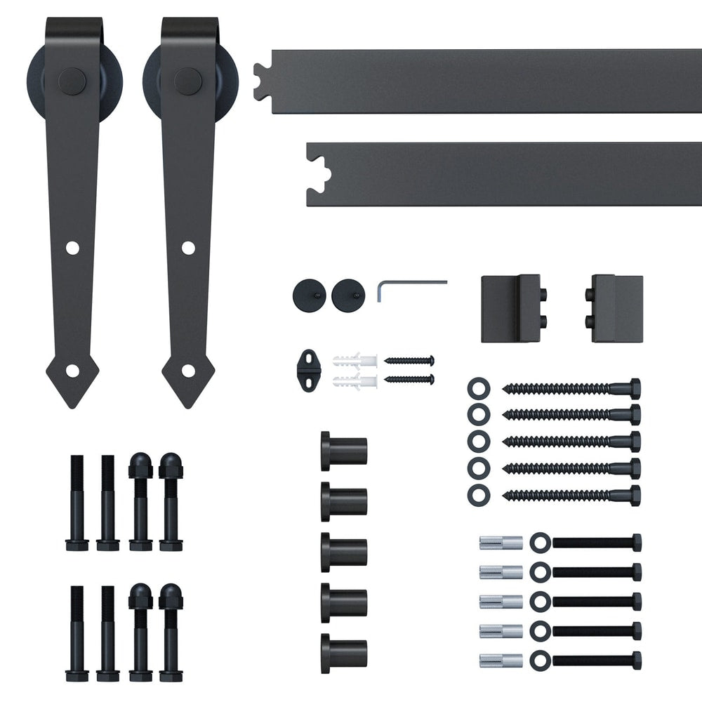 HOMCOM 6.6FT Carbon Steel Sliding Door Kits barn hardware closet set antique style track system for single wooden door