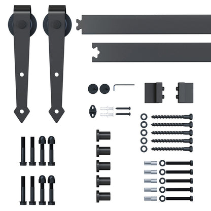 HOMCOM 6.6FT Carbon Steel Sliding Door Kits barn hardware closet set antique style track system for single wooden door