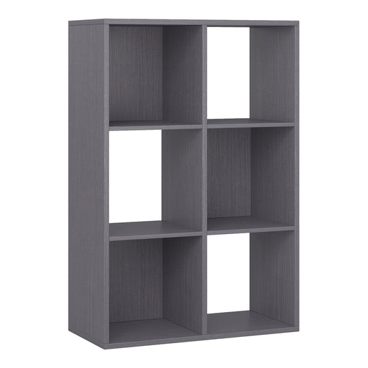 HOMCOM 6-Cube Bookshelf in grey, a tall rectangular unit with six open square compartments