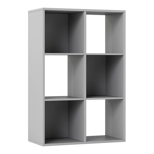 HOMCOM 6-Cube Bookshelf in light grey with six open storage compartments