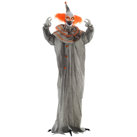 HOMCOM 6' Orange Clown Halloween Animatronic standing against a plain white background
