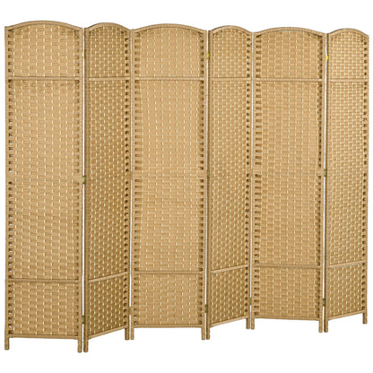 HOMCOM 6 Panel Folding Room Divider in a natural woven effect finish, freestanding and foldable