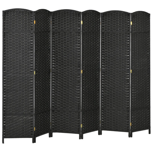 HOMCOM 6 Panel Folding Room Divider in black, freestanding and foldable privacy screen