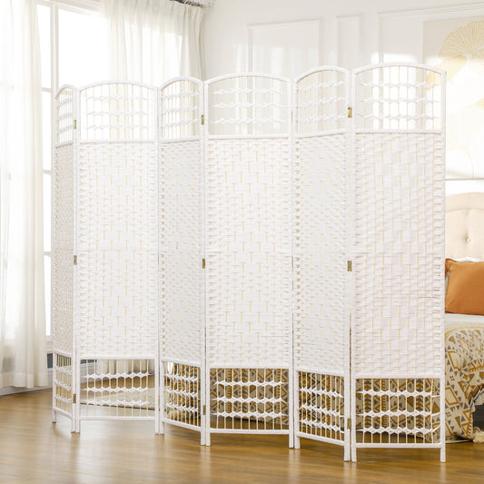 The white folding room divider set up in a bedroom to create a private space