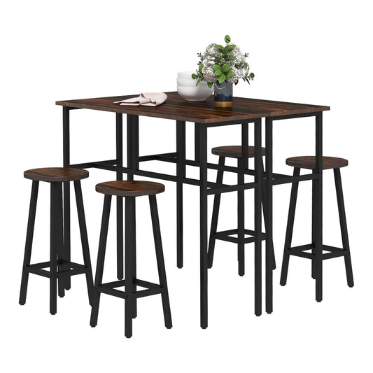 HOMCOM 6-Piece Bar Table Set with two high tables and four stools