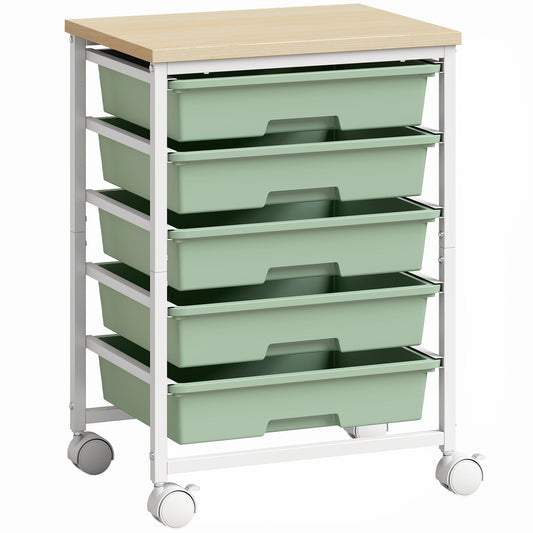 HOMCOM 6-Tier Storage Trolley on Wheels in Green
