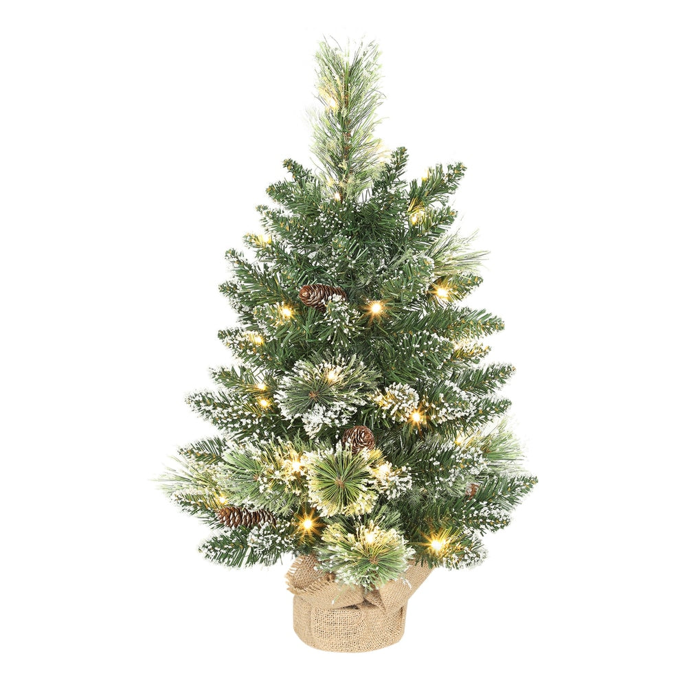 HOMCOM 60 cm Prelit Small Christmas Tree in Green