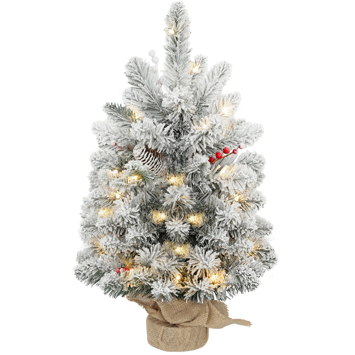 HOMCOM 60 cm Prelit Small Christmas Tree in Green