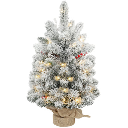HOMCOM 60 cm Prelit Small Christmas Tree in Green