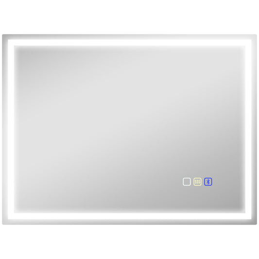 HOMCOM Anti-Fog LED Bathroom Mirror in Silver Tone