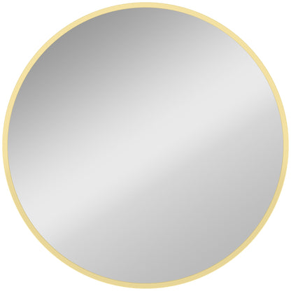 HOMCOM 61cm Decorative Wall Mirror, a round mirror with a thin gold-tone frame