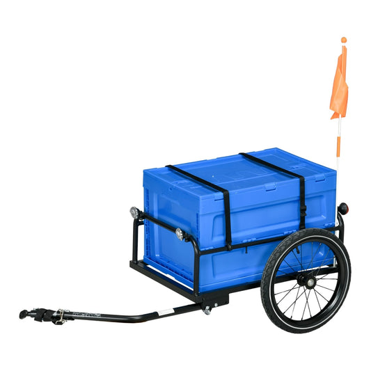 HOMCOM 65L Steel Frame Bike Trailer Storage Box in Blue