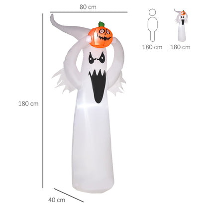 The Halloween inflatable decoration with size measurements shown