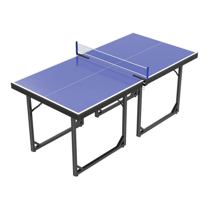 HOMCOM 6ft Table Tennis Table, a blue ping pong table with a net, shown from a high angle