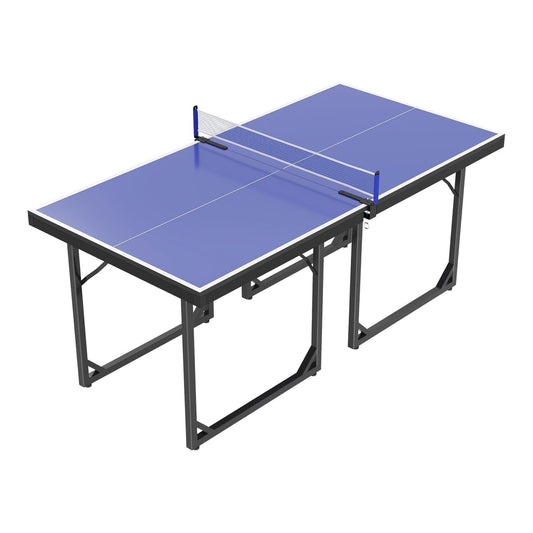 HOMCOM 6ft Table Tennis Table, a blue ping pong table with a net, shown from a high angle