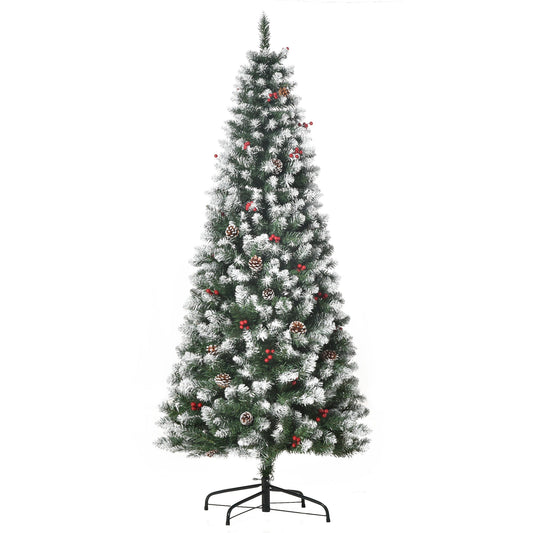 HOMCOM 6FT Artificial Christmas Tree standing on a black metal stand against a plain white background