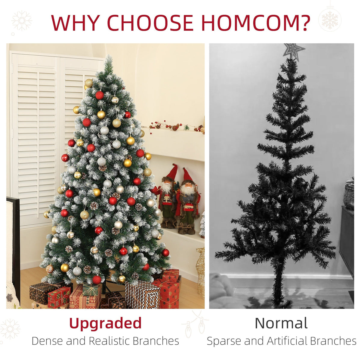 Comparison of the artificial Christmas tree branches and a normal tree